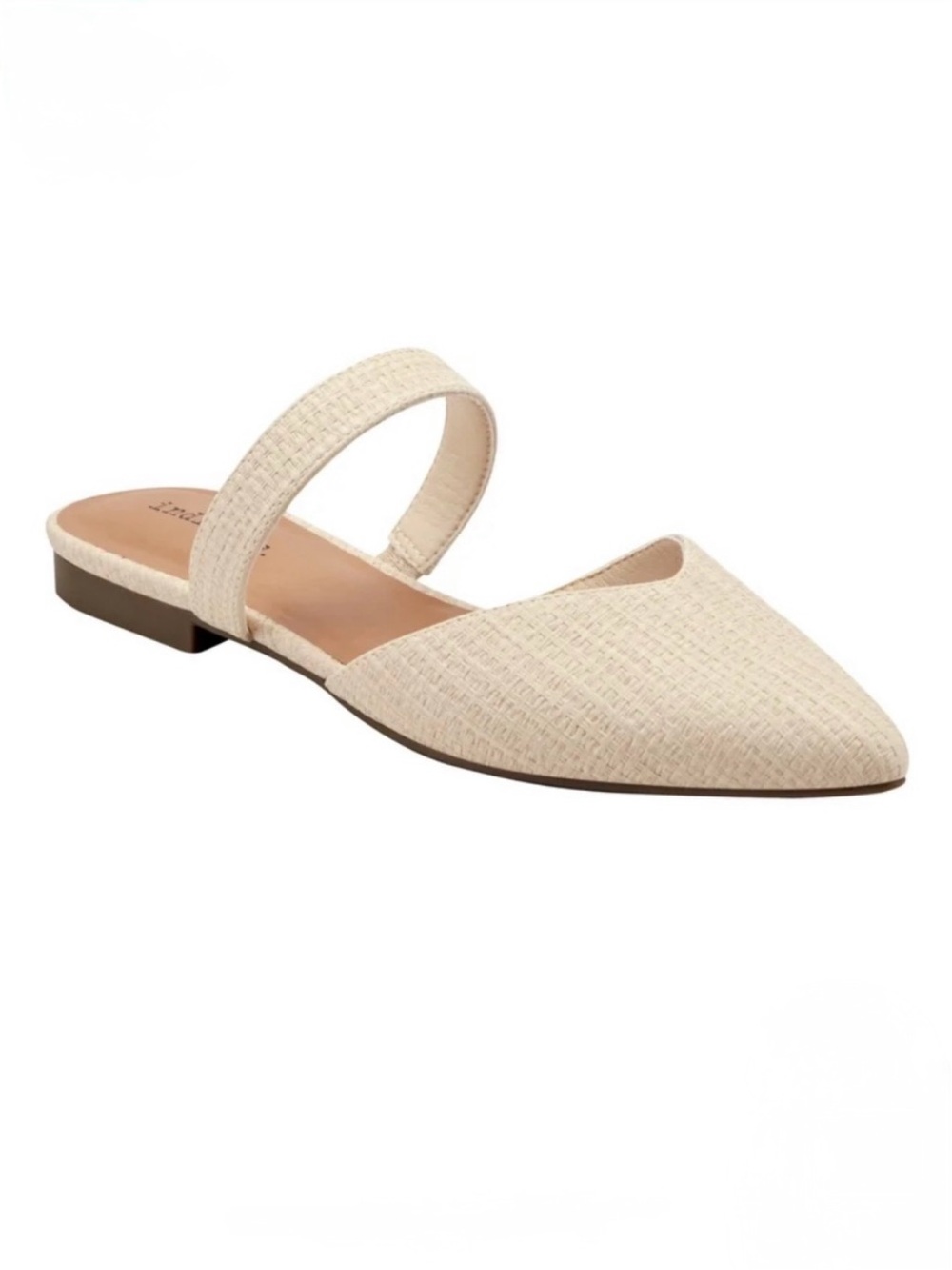 Indigo Pointed Toe Strap Mule in Cream
